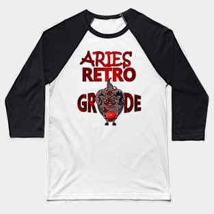 Aries Retro Grade: Mercury Ram Fire Zodiac Baseball T-Shirt